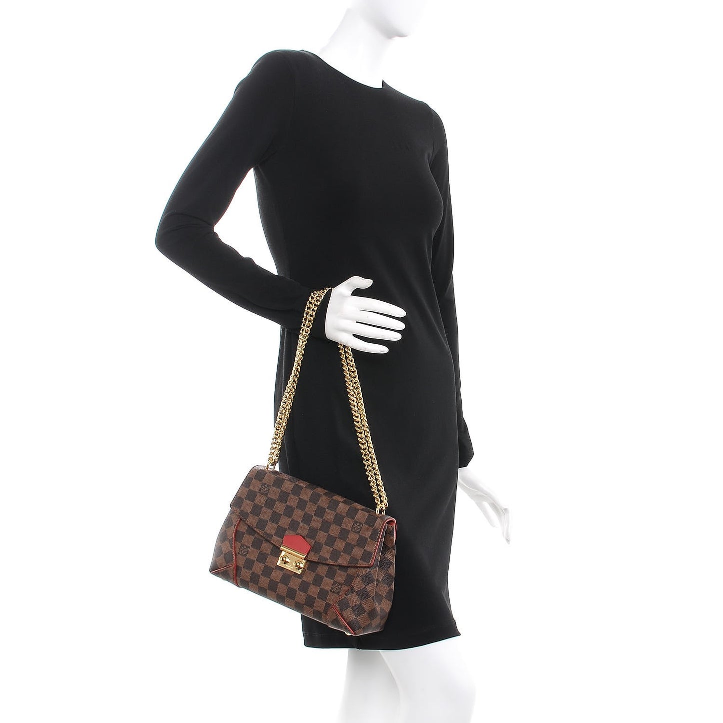 Damier Ebene Caissa Clutch Cherry