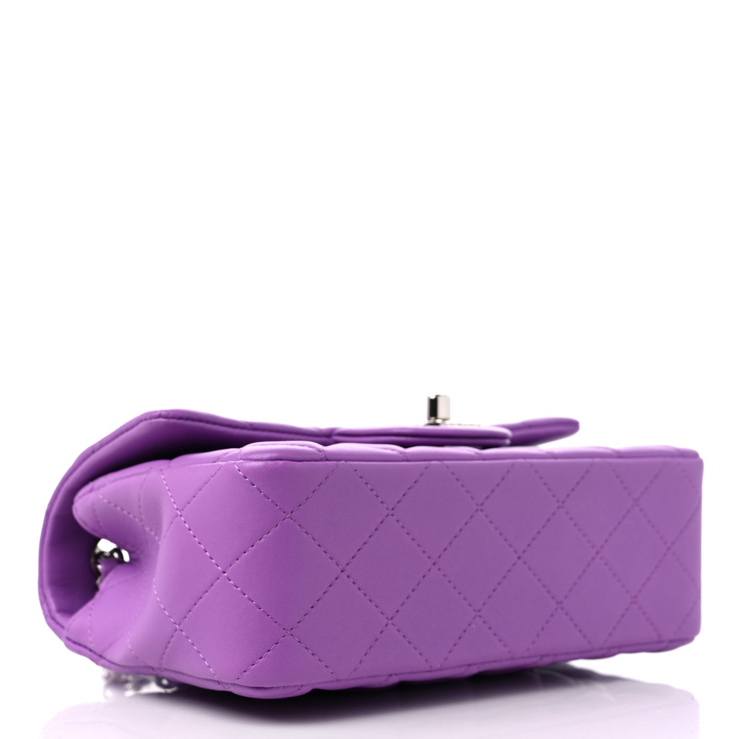 Lambskin Quilted Mini Rectangular Flap Purple