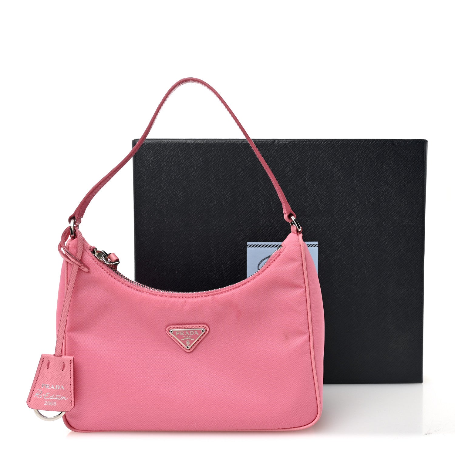 Prada Tessuto Nylon Saffiano Mini Re-Edition 2005 Bag Begonia 13 of 13