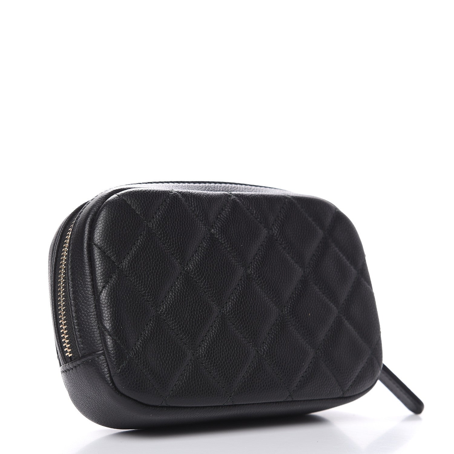 Chanel Caviar Quilted Small Curvy Pouch Cosmetic Case Black 3 of 8