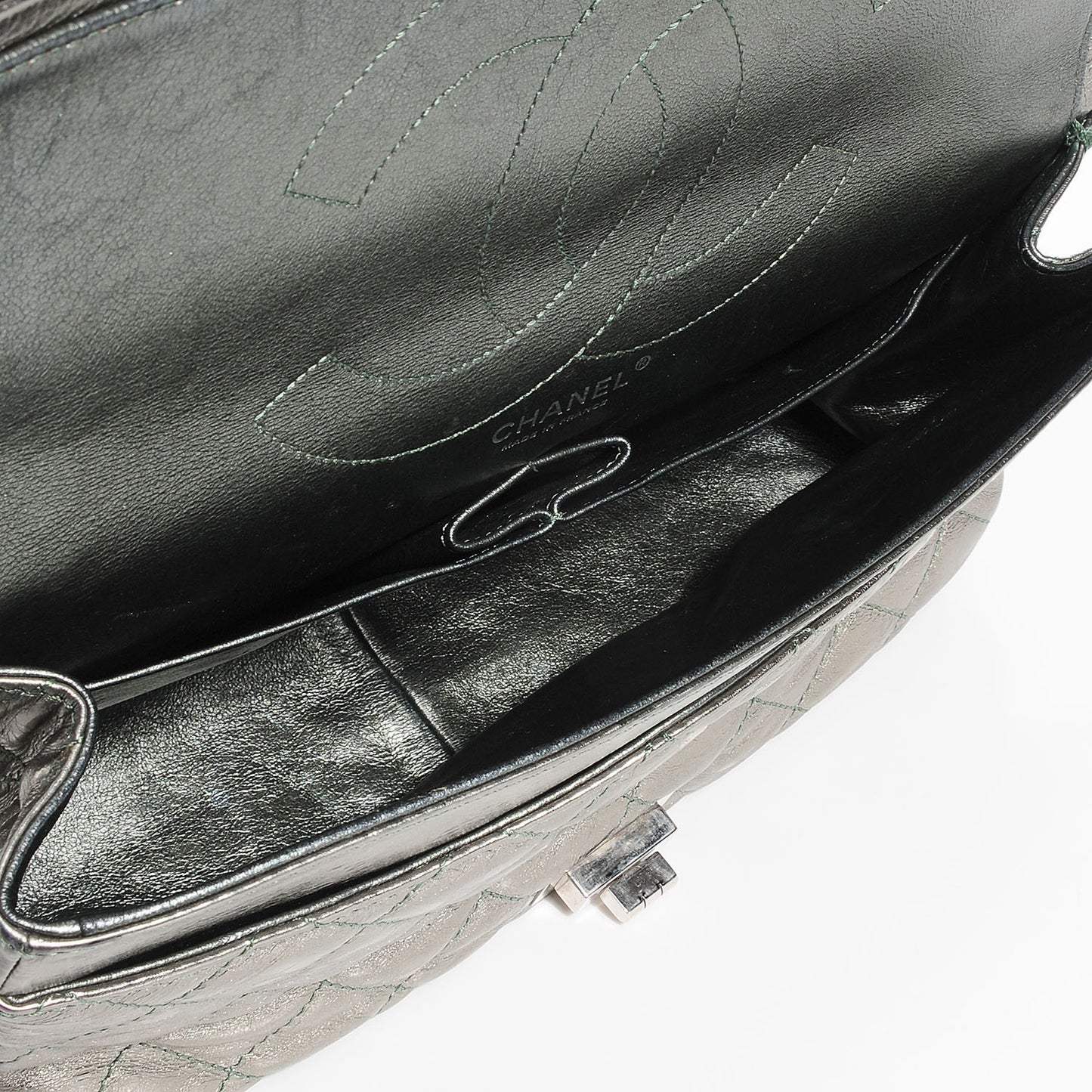 Metallic Aged Calfskin Quilted 2.55 Reissue 227 Flap Silver