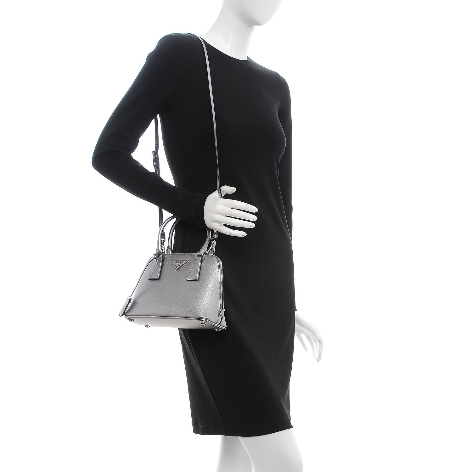 Prada Saffiano Lux Small Promenade Tote Cromo 2 of 8