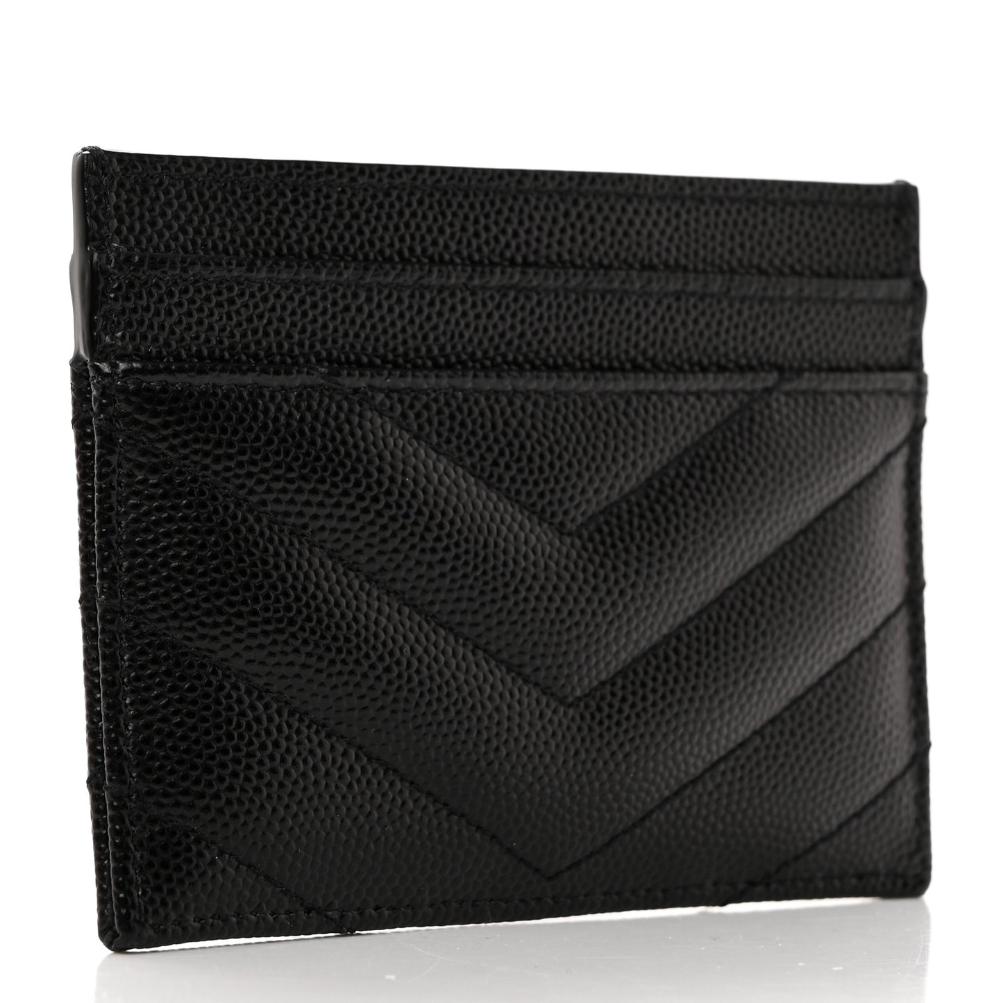 Grain De Poudre Matelasse Chevron Monogram Credit Card Case Black