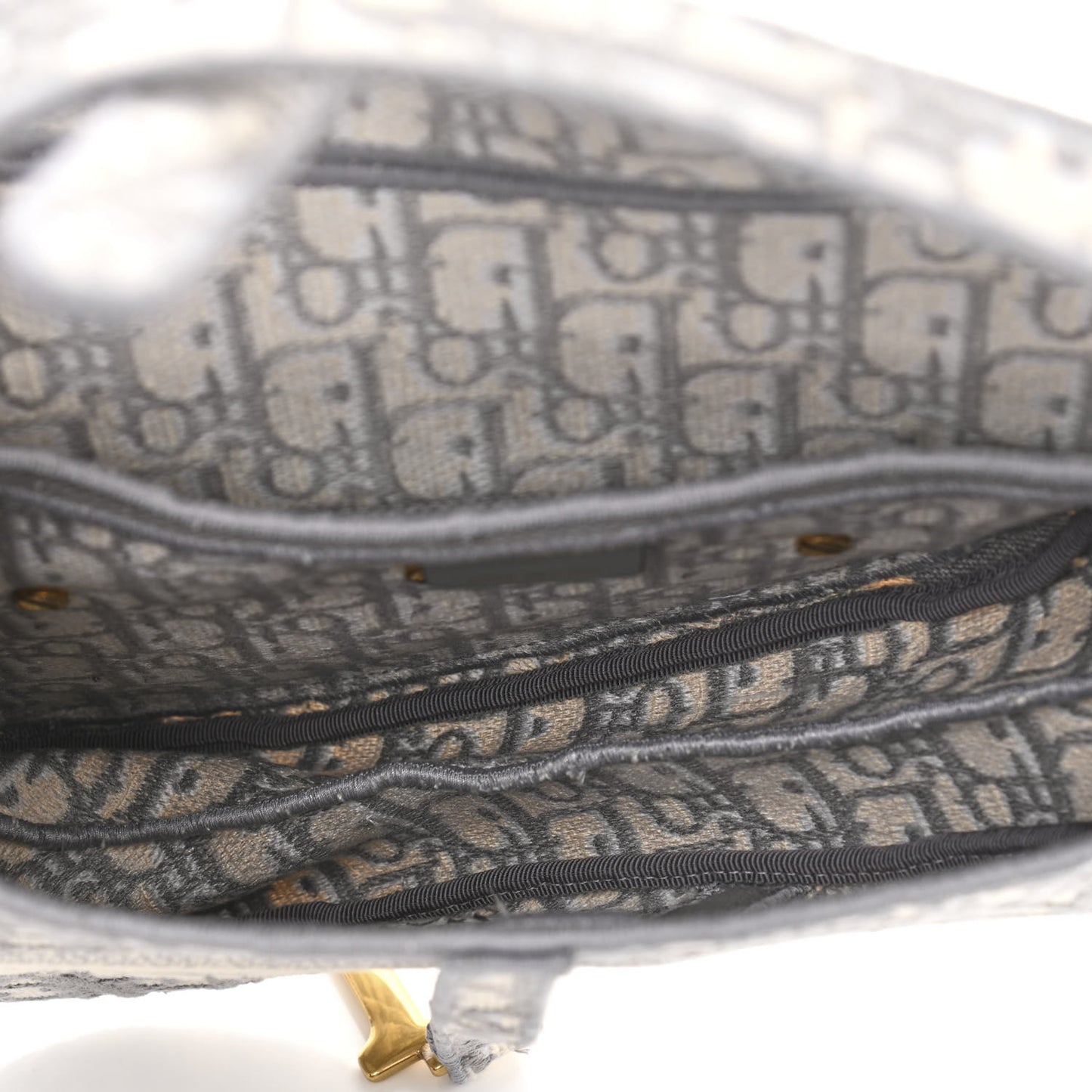 Oblique Embroidered Saddle Bag Gray