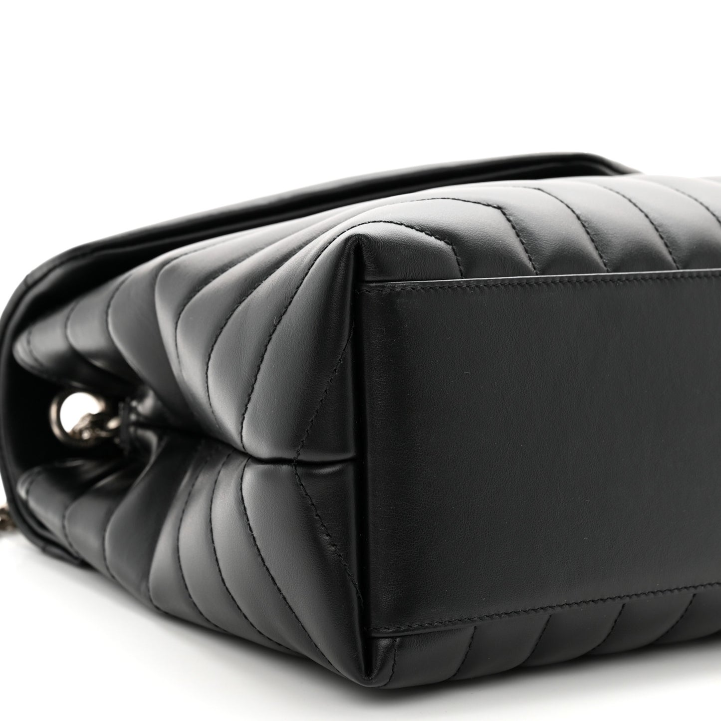 Calfskin Y Quilted Monogram Medium Loulou Chain Satchel Black