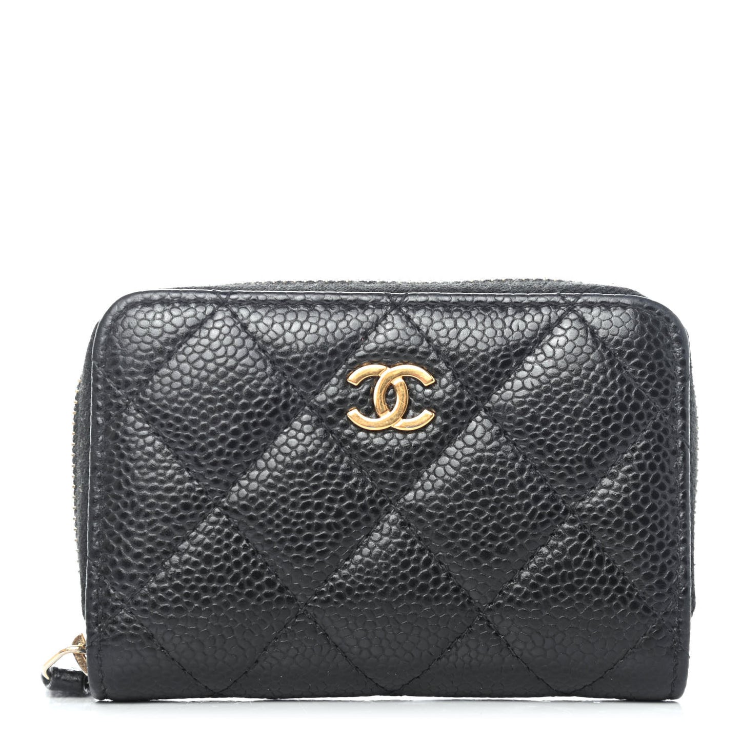 Caviar Quilted Zip Coin Purse Black