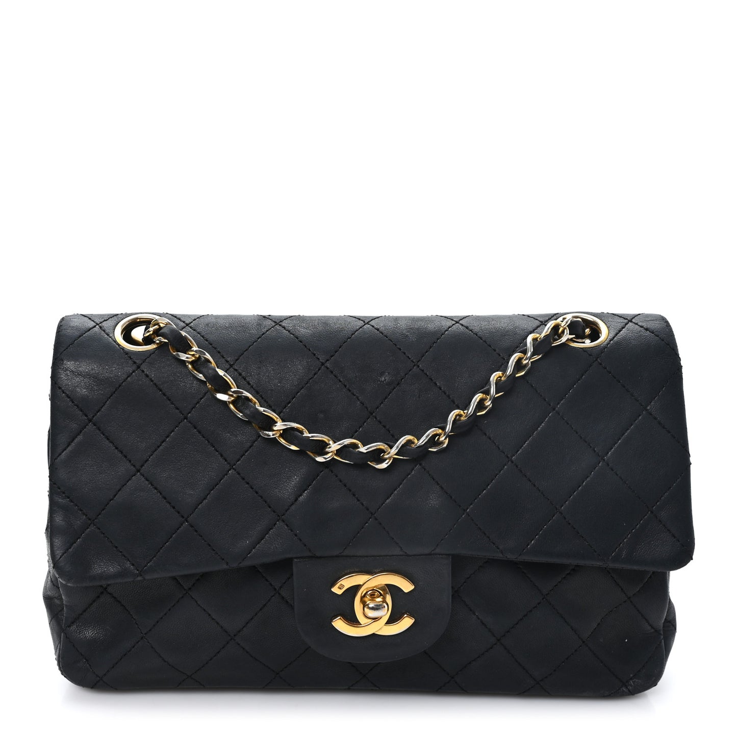 Lambskin Quilted Small Double Flap Black