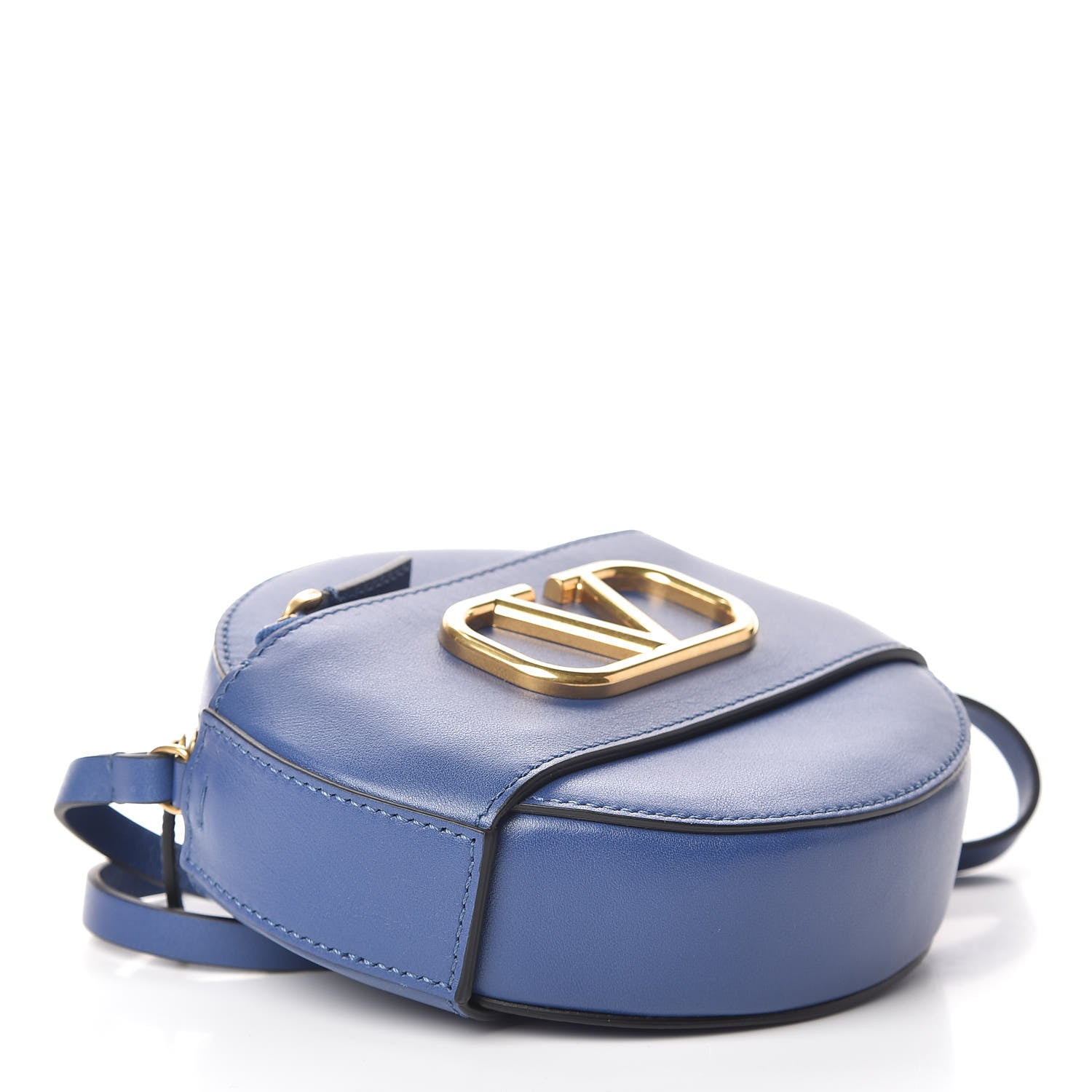 Valentino Garavani Calfskin VLogo Round Crossbody Bag Blue 4 of 10
