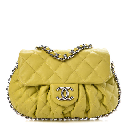 Chanel Washed Lambskin Quilted Mini Chain Around Flap Yellow 1 of 9