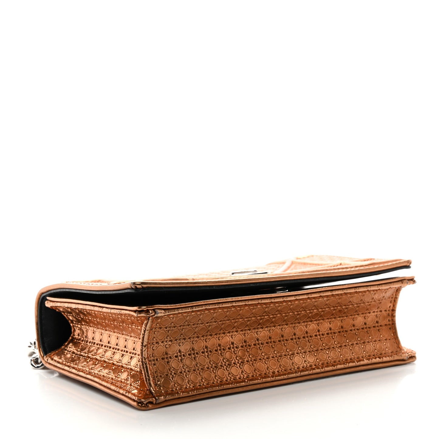 Metallic Patent Micro-Cannage Mini Diorama Flap Bag Orange