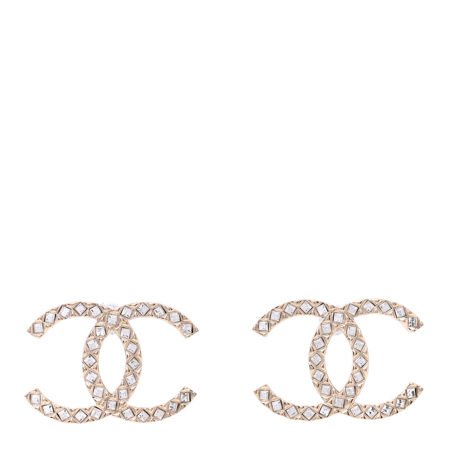 Chanel Baguette Crystal High Society CC Earrings Gold 1 of 4
