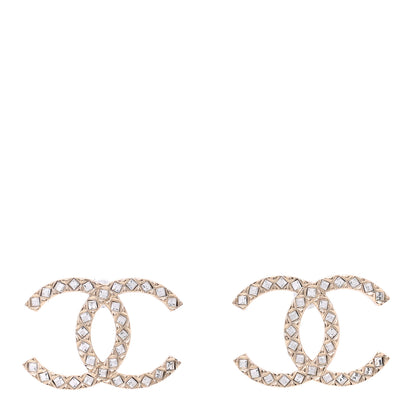 Chanel Baguette Crystal High Society CC Earrings Gold 1 of 4