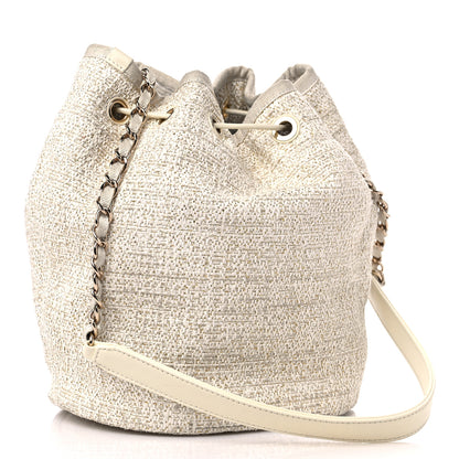 Chanel Lurex Boucle Deauville Drawstring Bucket Bag Ivory 3 of 14