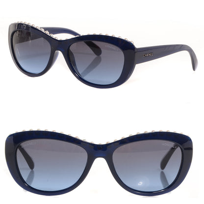 Chanel Freshwater Cultured Pearl Cat Eye Sunglasses 6038 H Navy 1 of 5
