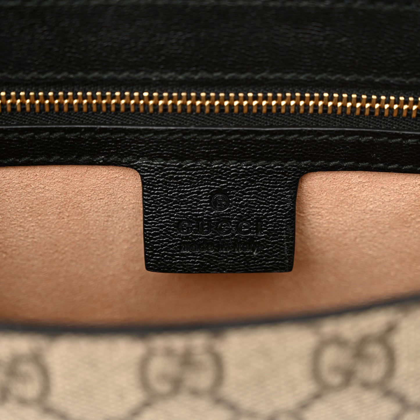 GG Supreme Monogram Calfskin Small Padlock Messenger Shoulder Bag Beige Black Cuir