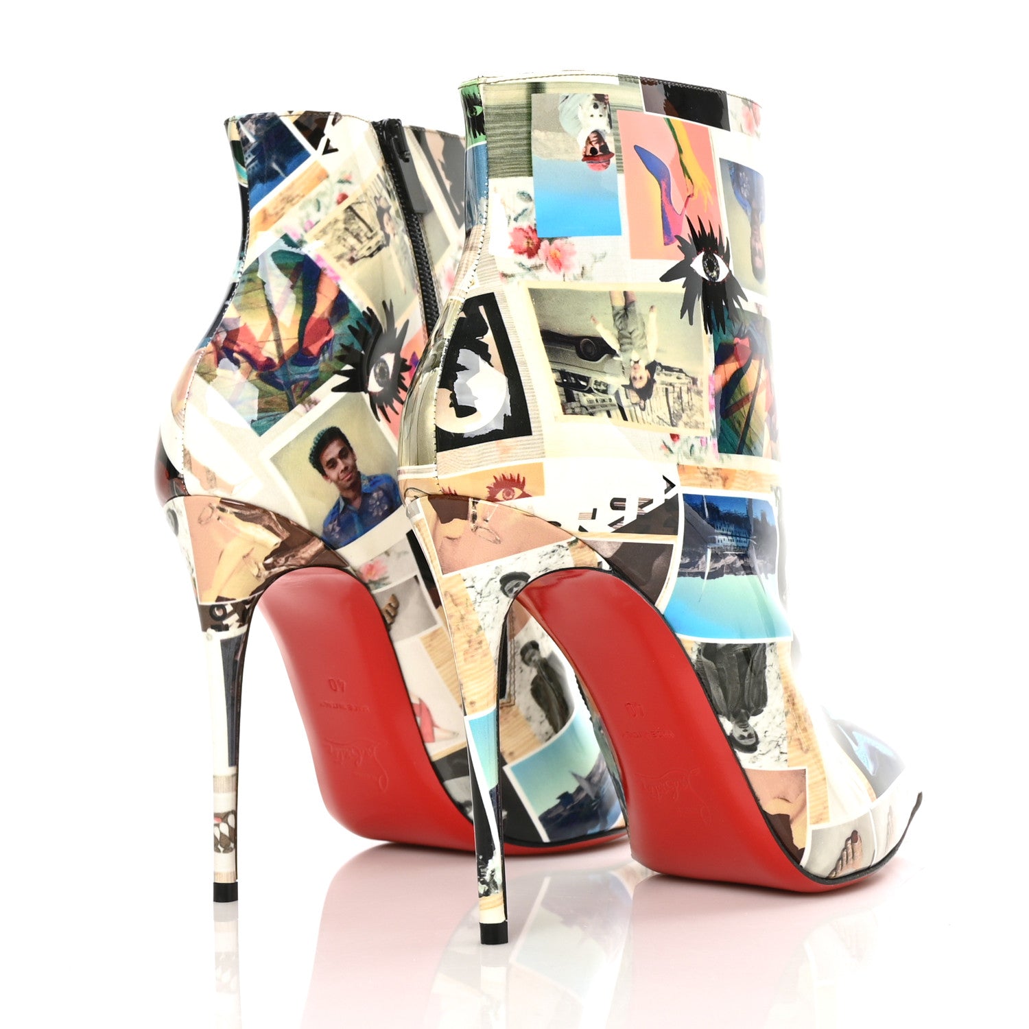 Christian Louboutin Patent Collage So Kate Booty 100 Ankle Boots 40 Multicolor 4 of 7