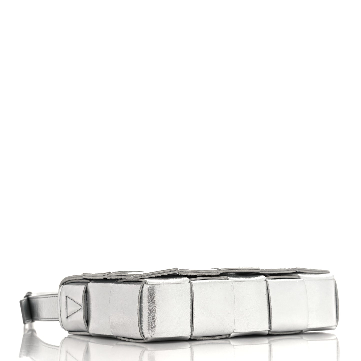 Metallic Lambskin Maxi Intrecciato Cassette Crossbody Bag Silver