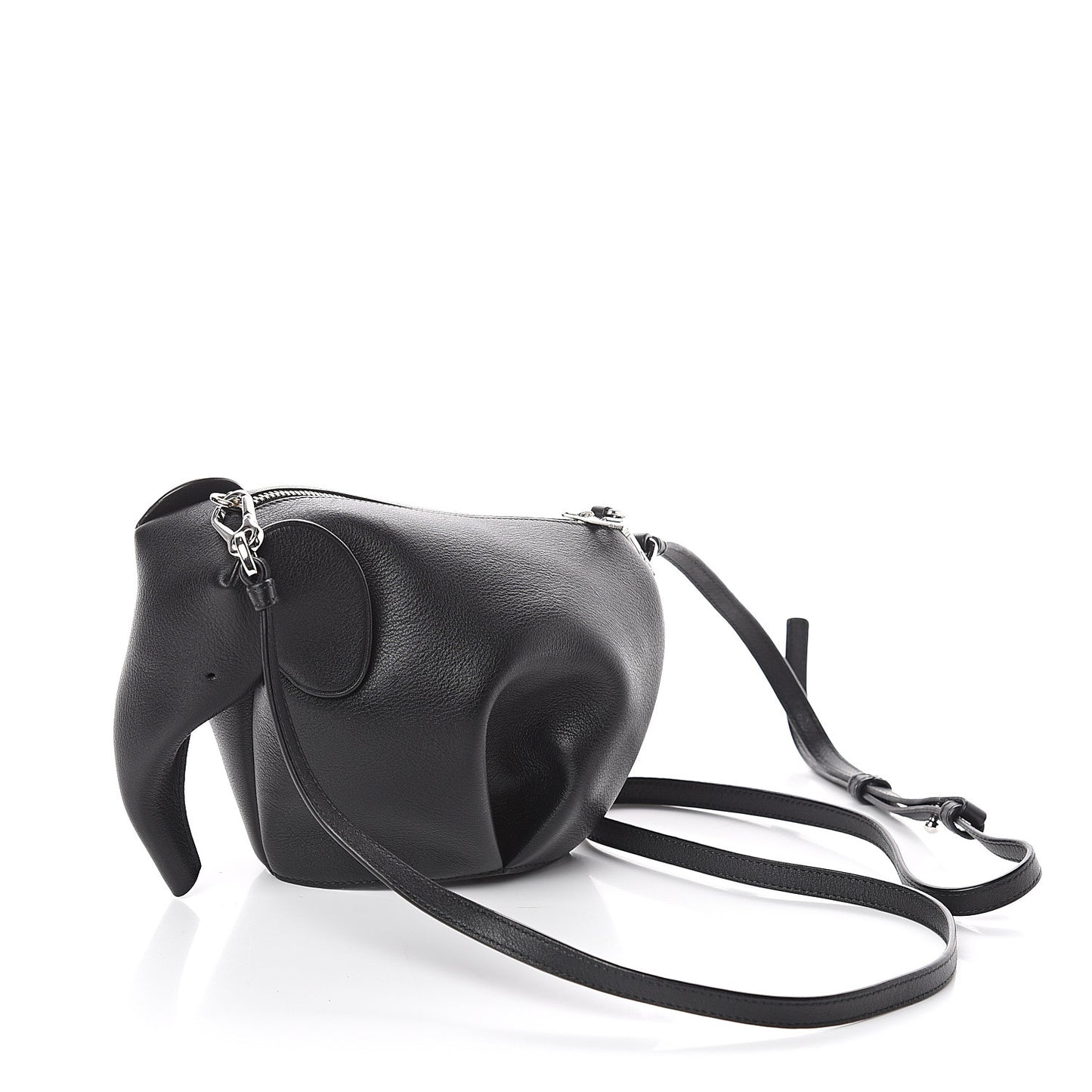 Calfskin Mini Elephant Crossbody Bag Black