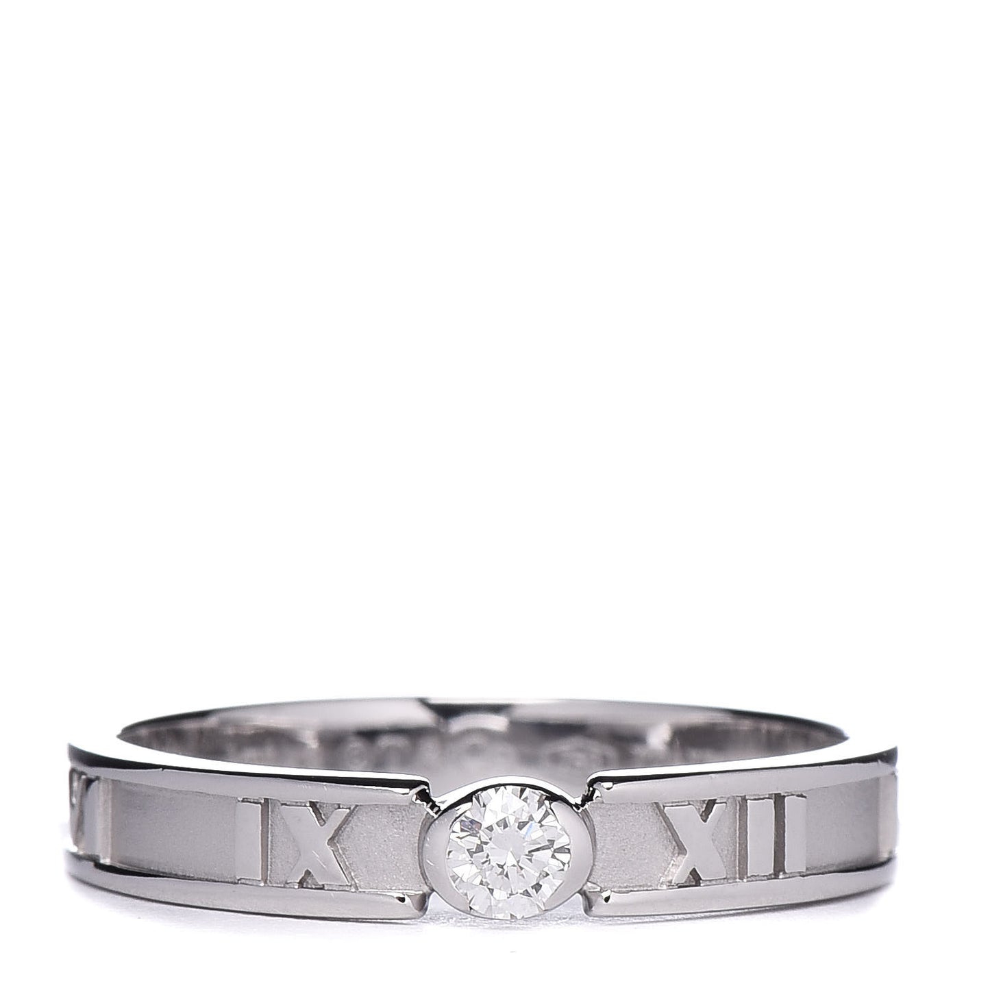 18K White Gold Diamond Atlas Solitaire Band Ring 54 7