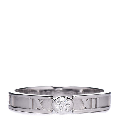 Tiffany 18K White Gold Diamond Atlas Solitaire Band Ring 54 7 1 of 5