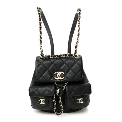 Chanel Shiny Caviar Quilted Small Duma Pockets Drawstring Backpack Black 1 of 11