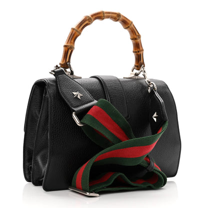 Gucci Dollar Calfskin Crystal Web Medium Dionysus Bamboo Top Handle Bag Black Black Diamond 3 of 15