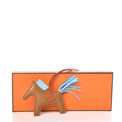 Hermes Milo Lambskin Grigri Rodeo Horse Bag Charm PM Kraft Celeste Pain D'Epice 5 of 5