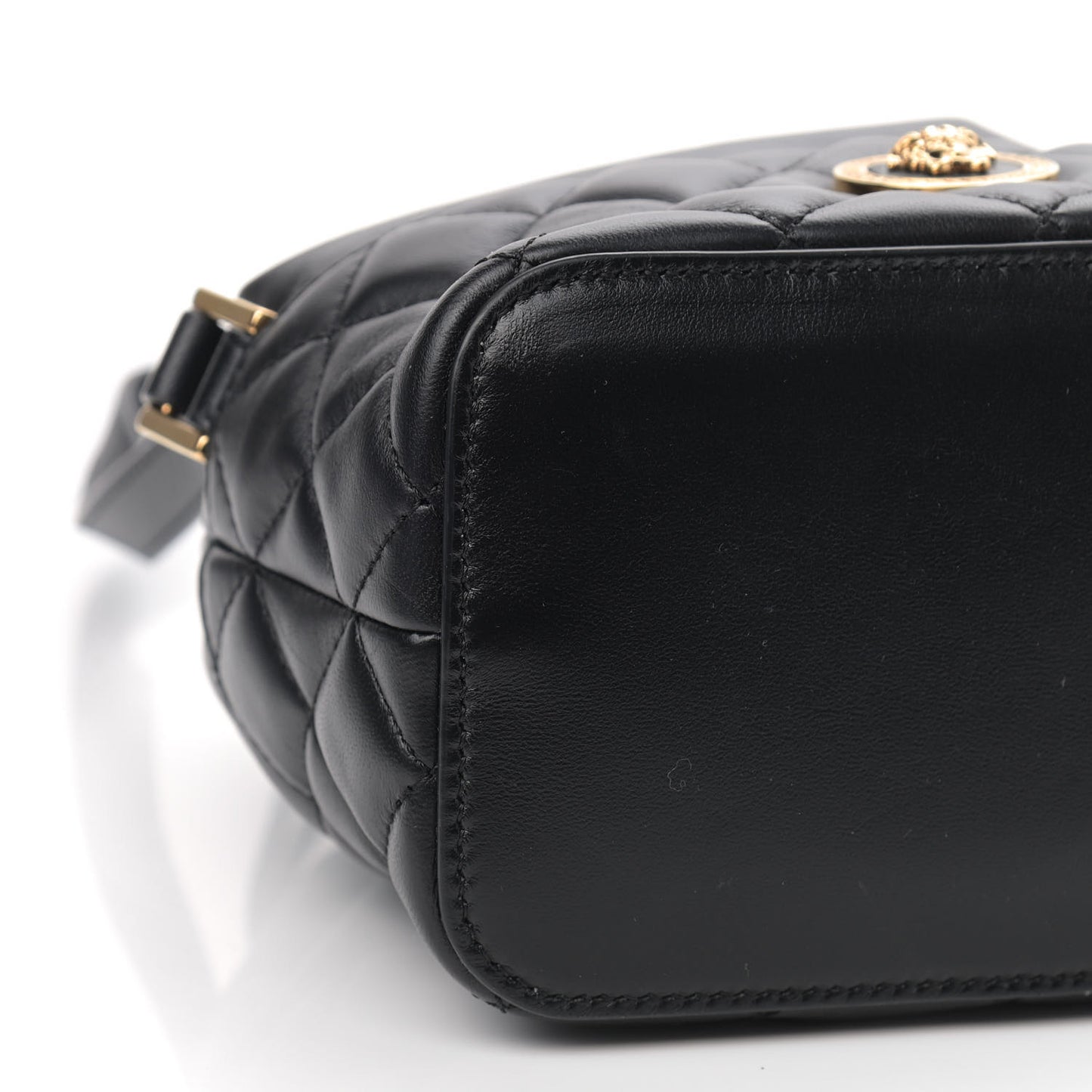 Nappa Quilted Medusa Bucket Bag Black