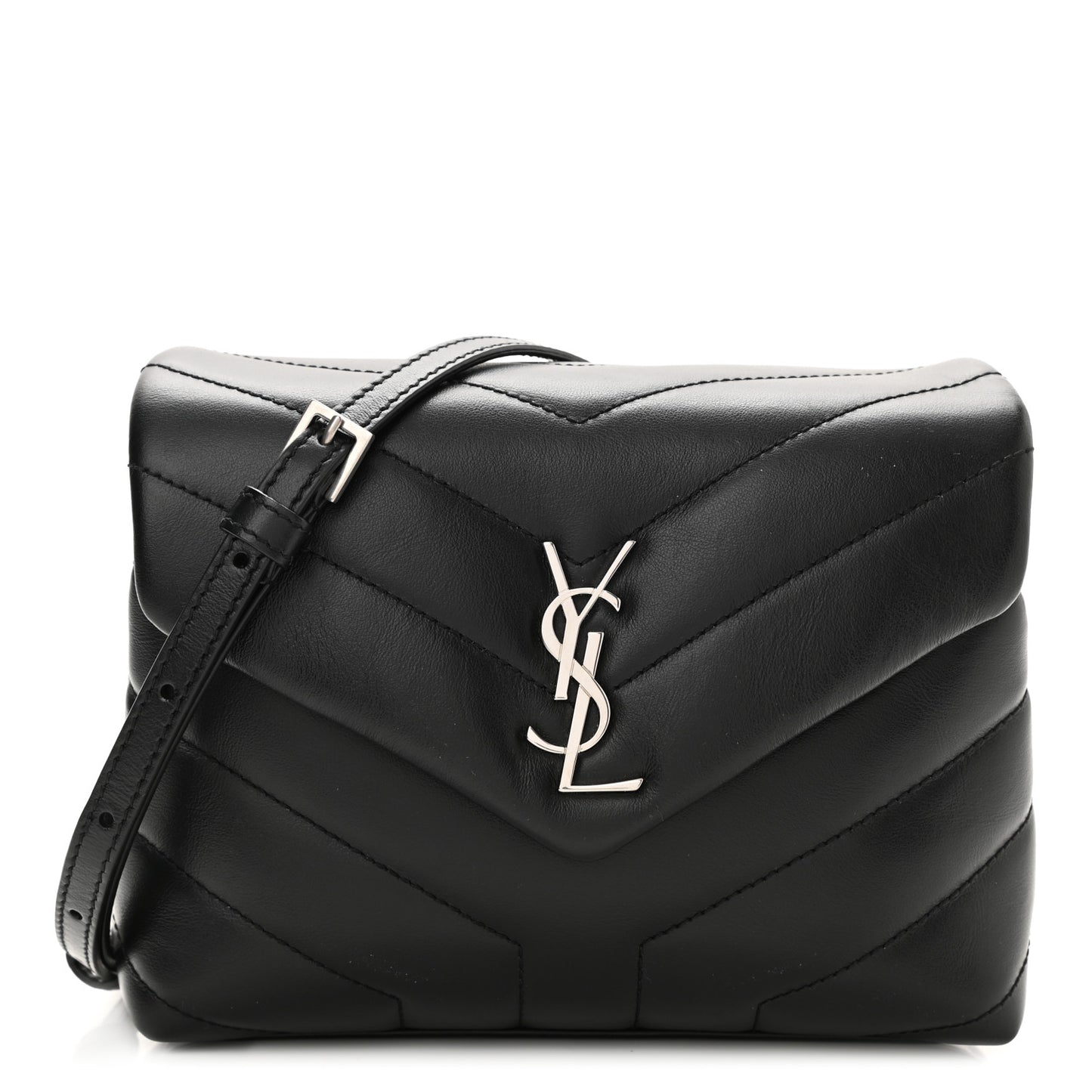 Calfskin Y Quilted Monogram Toy Loulou Crossbody Bag Black