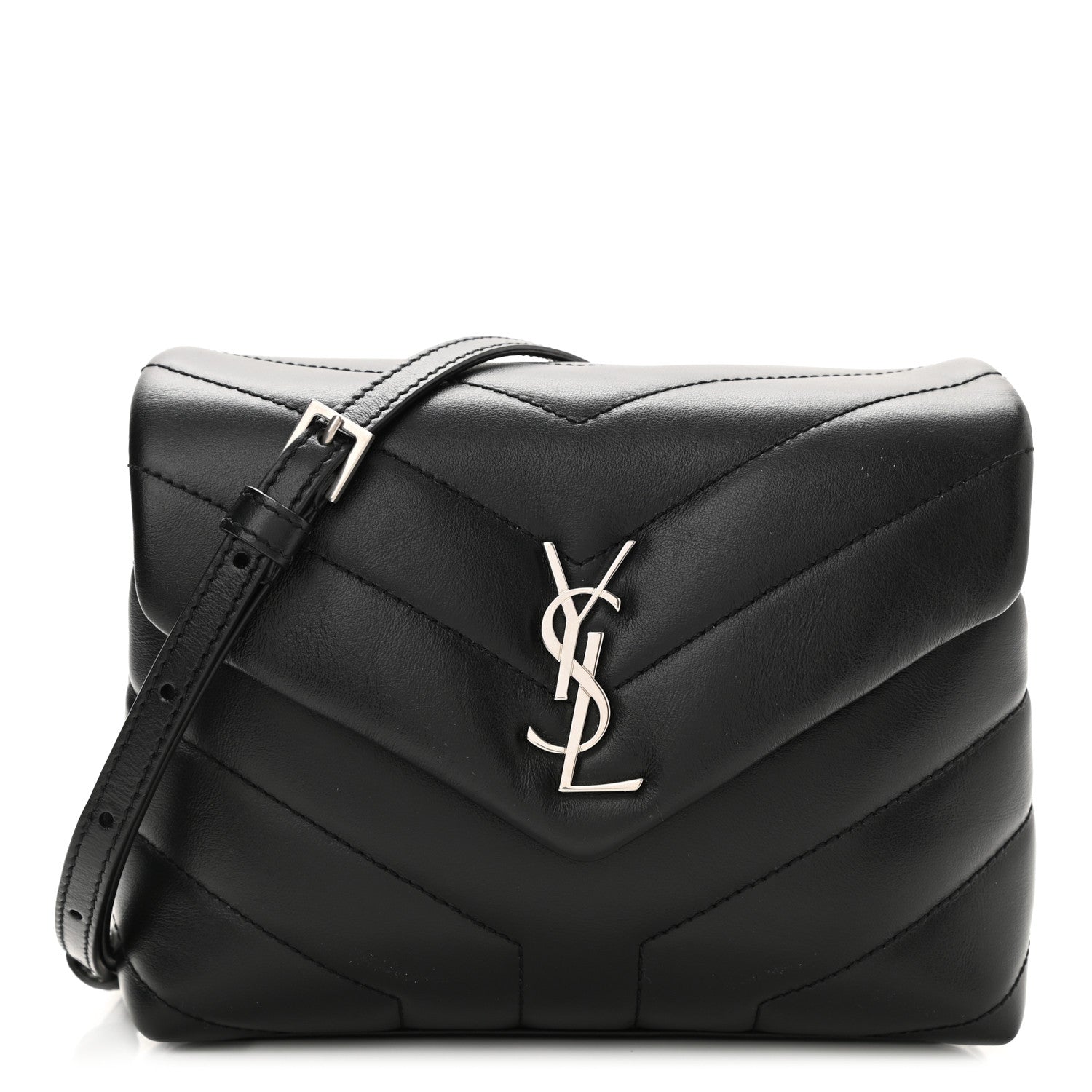 Saint Laurent Calfskin Y Quilted Monogram Toy Loulou Crossbody Bag Black 1 of 9