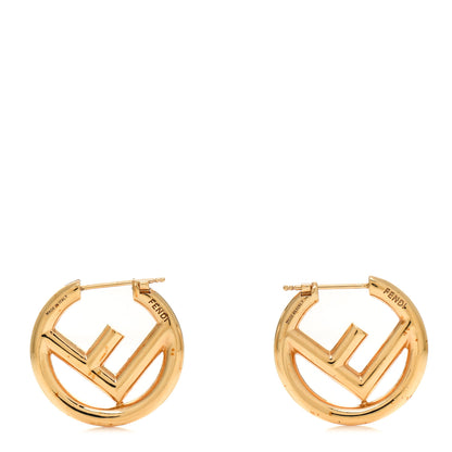 Fendi Metal FF Hoop Earrings Gold 1 of 4