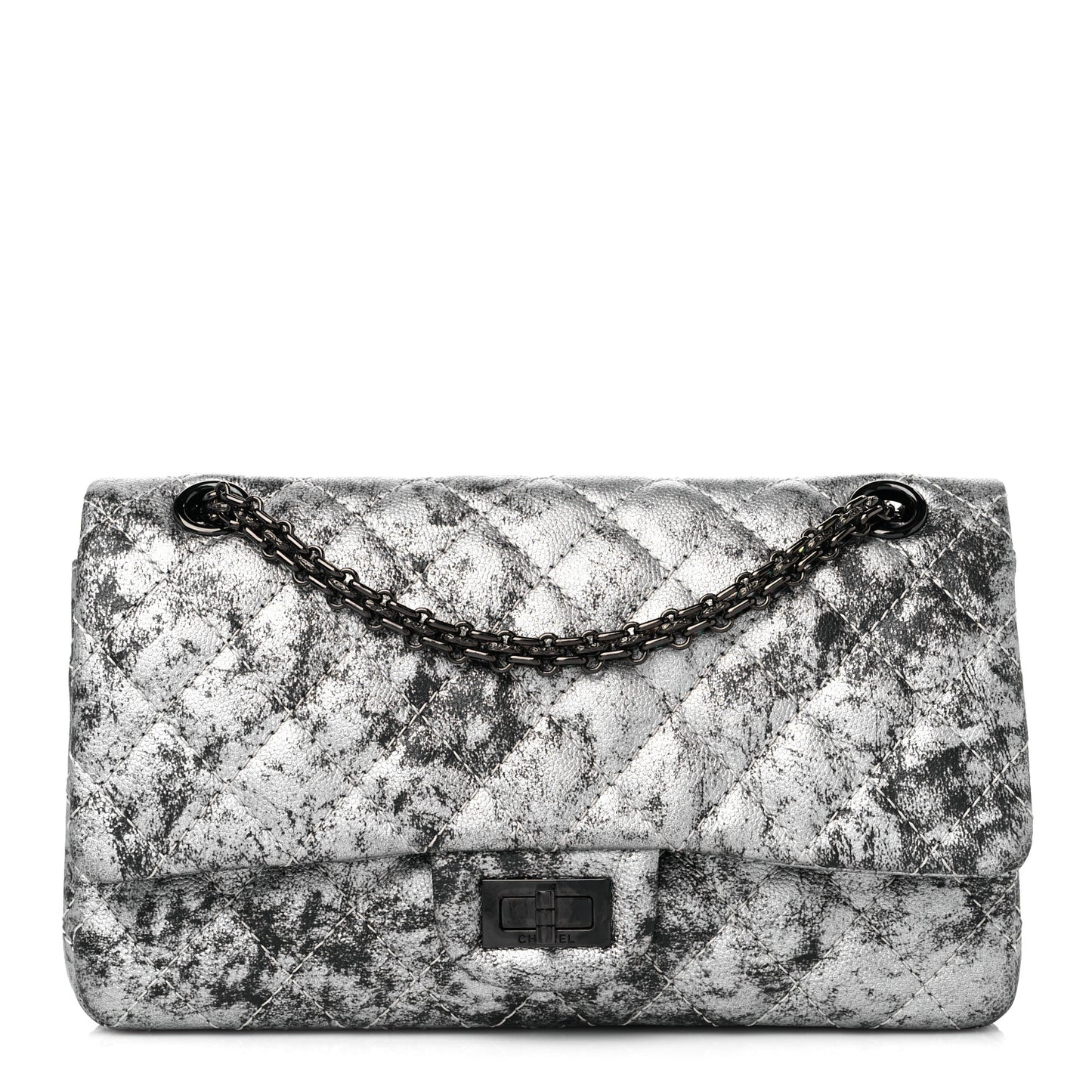 Metallic Caviar Quilted 2.55 Reissue 226 Flap Silver Black