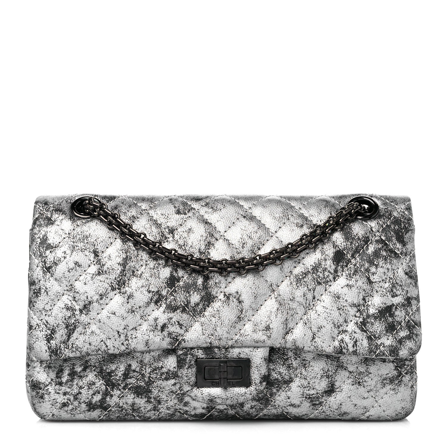 Chanel Metallic Caviar Quilted 2.55 Reissue 226 Flap Silver Black 1 of 10