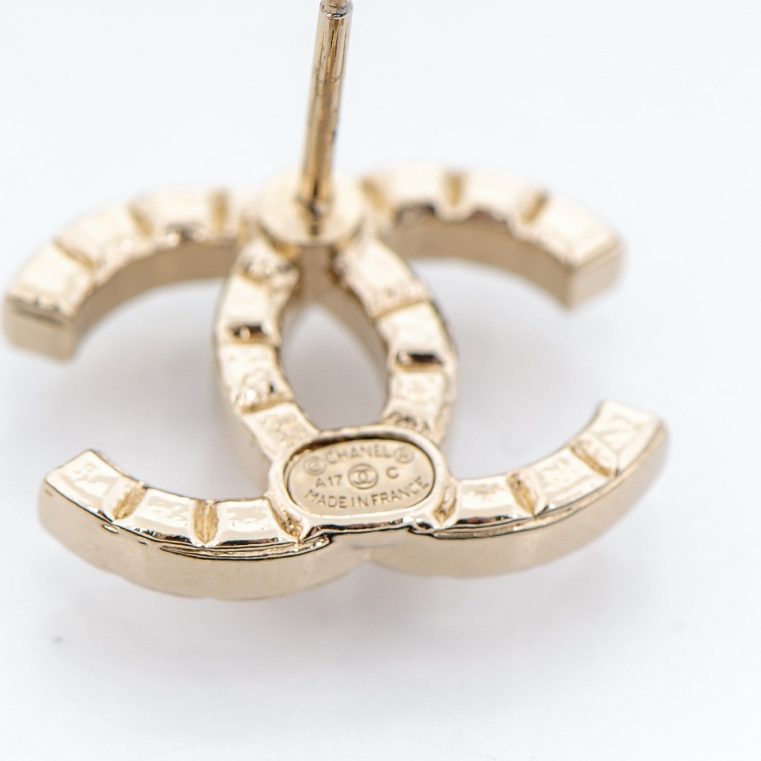 Chanel Studded CC Earrings Gold 4 of 5