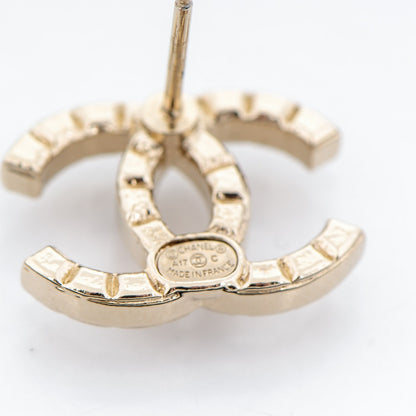 Chanel Studded CC Earrings Gold 4 of 5