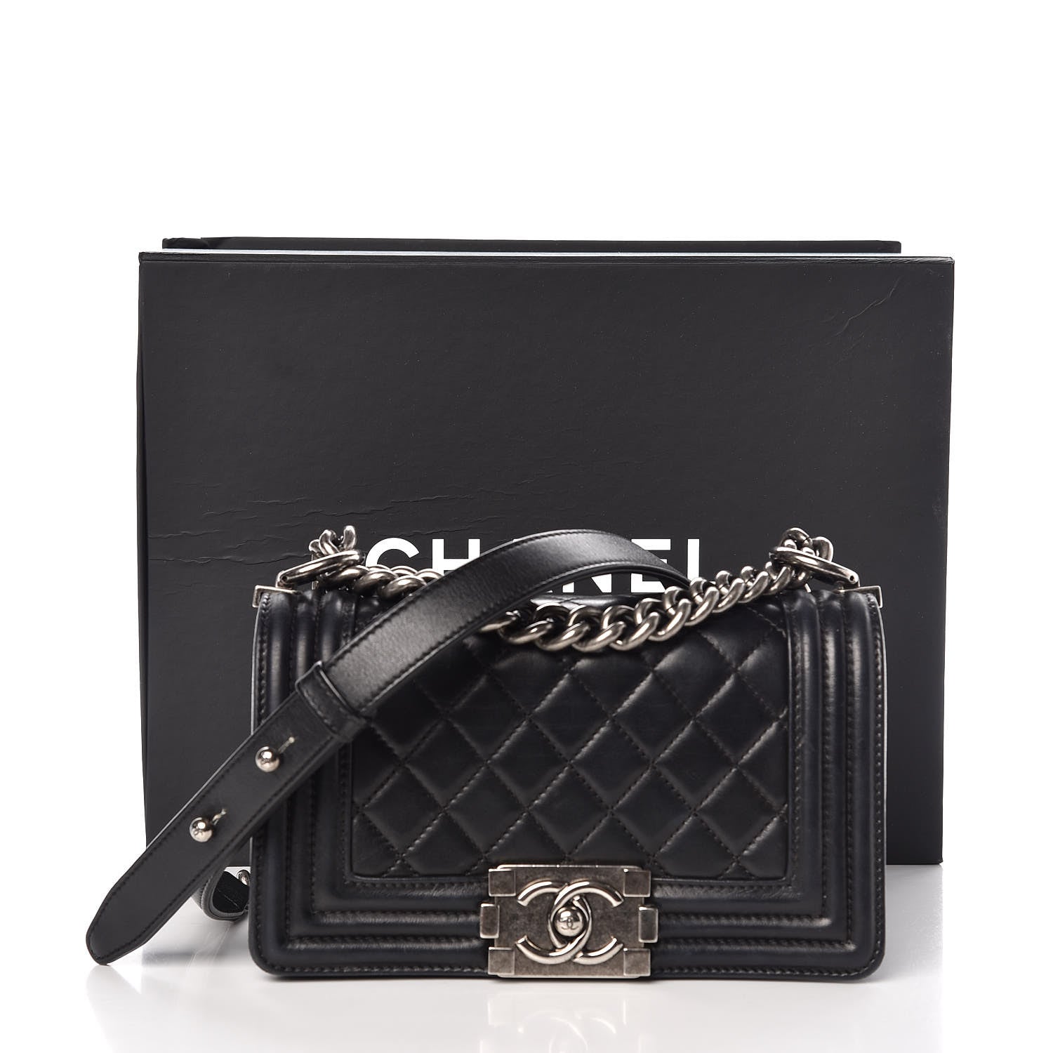 Chanel Lambskin Quilted Small Boy Flap Black 8 of 8