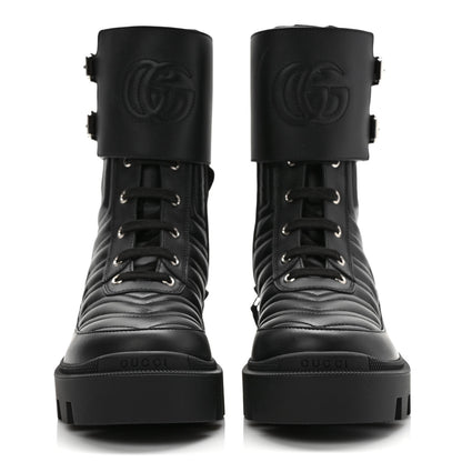 Gucci Nappa Frances GG Matelasse Platform Combat Boots 37 Black 2 of 8