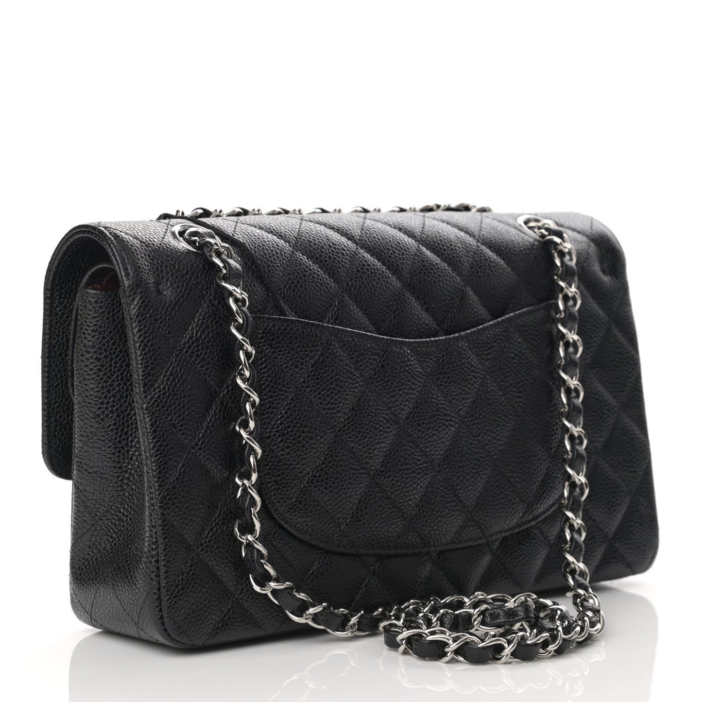 Caviar Quilted Medium Double Flap Black