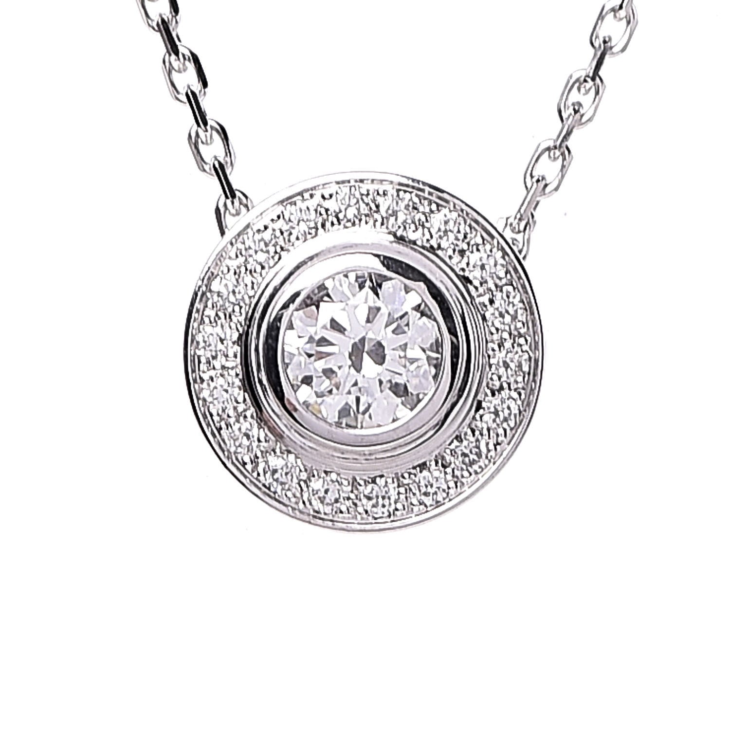 Cartier 18K White Gold Diamond D'Amour Pave Pendant Necklace 4 of 9