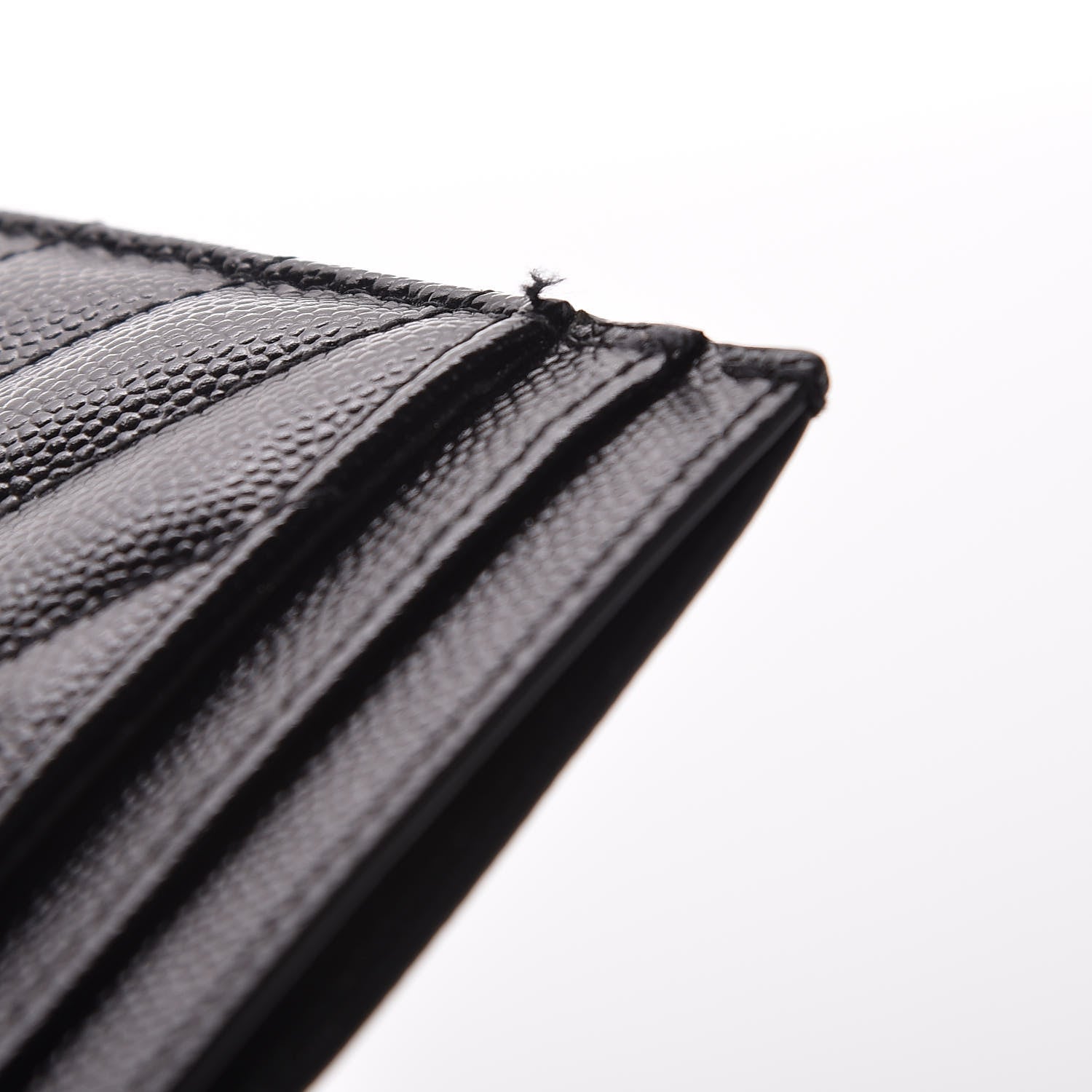 Saint Laurent Grain De Poudre Matelasse Chevron Monogram Credit Card Case Black 8 of 9