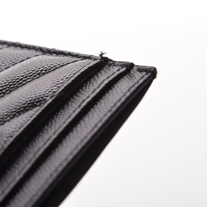 Saint Laurent Grain De Poudre Matelasse Chevron Monogram Credit Card Case Black 8 of 9