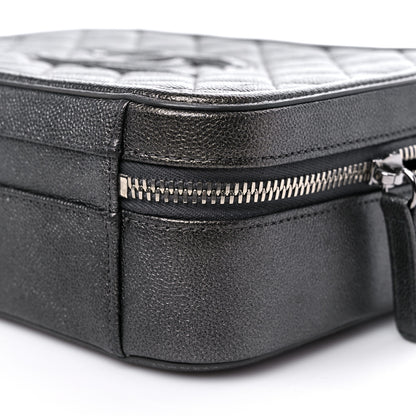 Chanel Metallic Caviar Quilted Medium CC Filigree Vanity Case Dark Silver 10 of 10