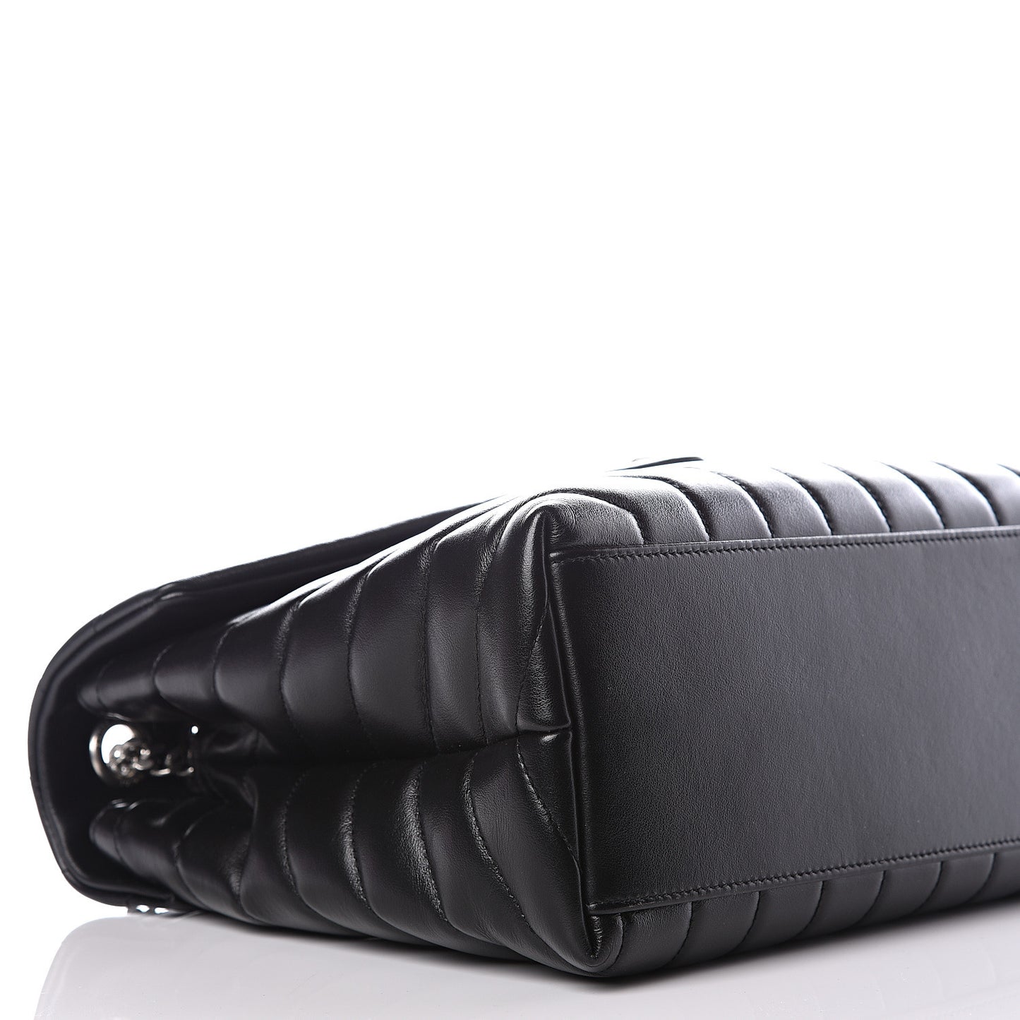 Calfskin Y Quilted Monogram Medium Loulou Chain Satchel Black
