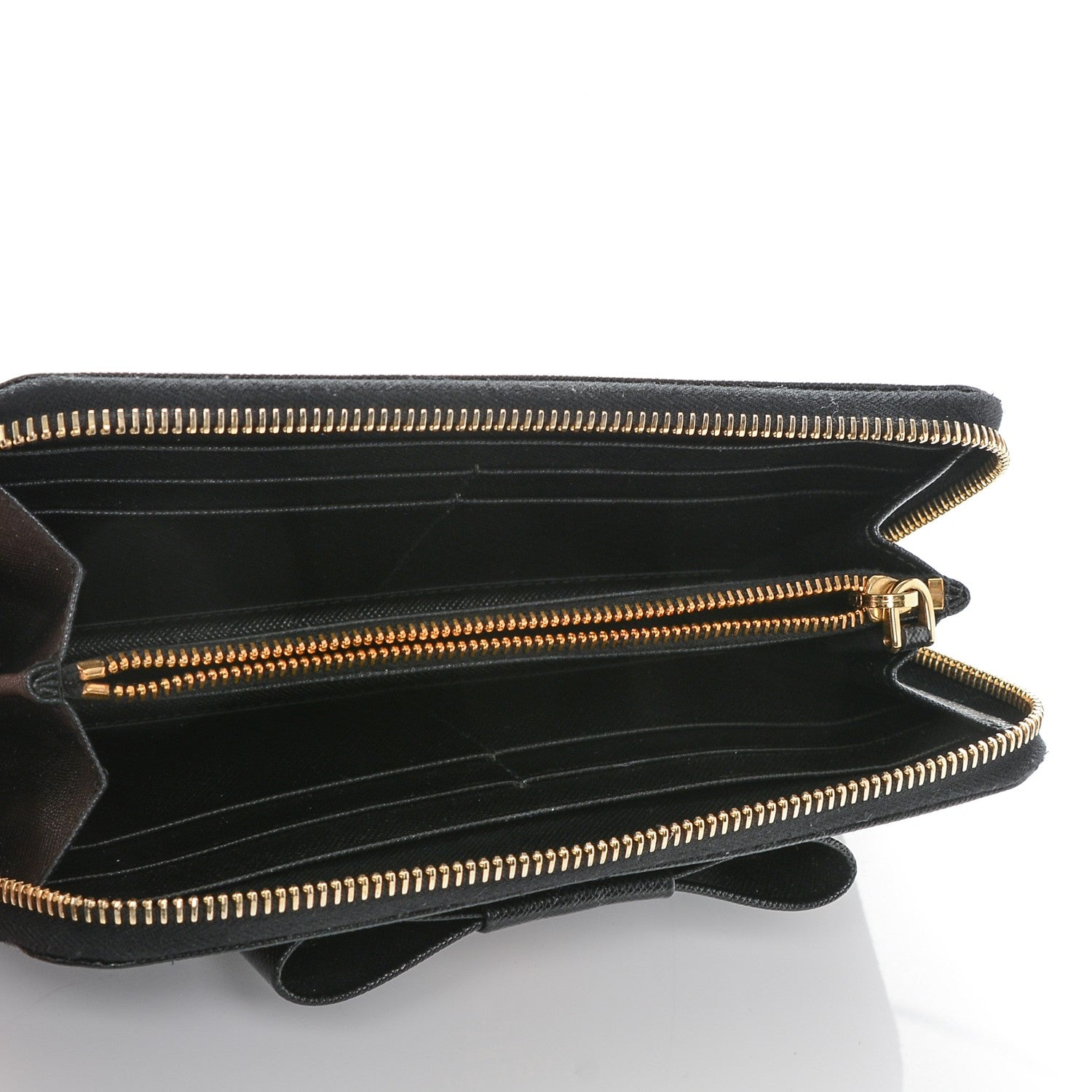 Prada Saffiano Fiocco Bow Zip Around Wallet Black 5 of 6