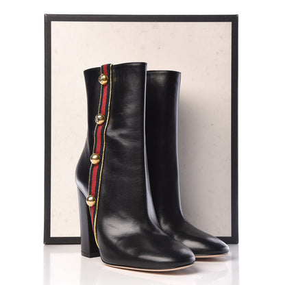 Gucci Malaga Kid Web Carly Mid Calf Boots 37.5 Black 8 of 8