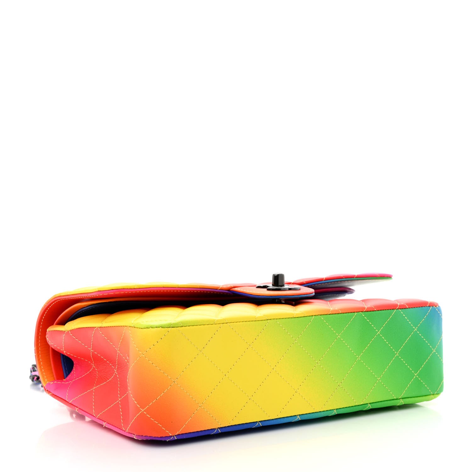 Chanel Calfskin Quilted Medium Rainbow Double Flap Multicolor 4 of 11