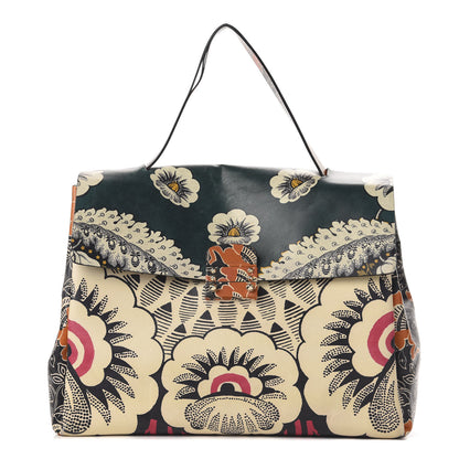 Valentino Garavani Calfskin Floral Print Mime Single Handle Bag Green 1 of 16