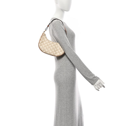 Celine Canvas Calfskin Ava Triomphe Shoulder Bag White 2 of 12