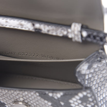 Balenciaga Shiny Calfskin Python Effect Hourglass Top Handle Bag Mini Black White 7 of 10