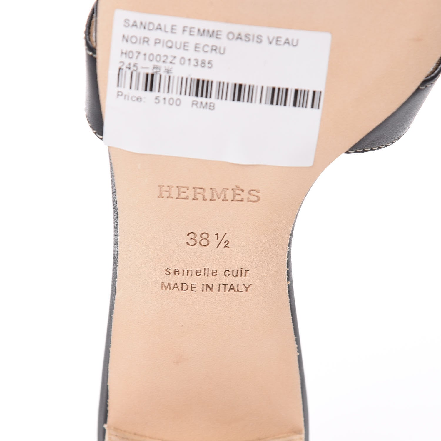 Hermes Calfskin Oasis Sandals 38.5 Black 6 of 11